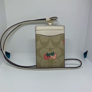 COACH ID lanyard with strawberry print